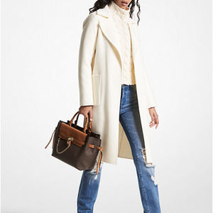 MICHAEL MICHAEL KORS Wool Blend Wrap Coat M | Cream Off-White Coat